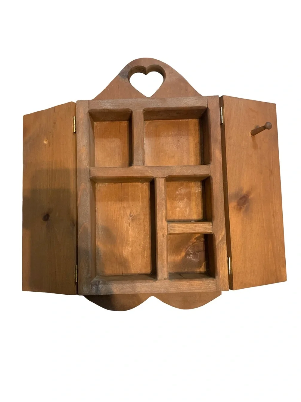 Rustic Pine Wall Cabinet Country Farmhouse Curio Cabinet Heart Cutout